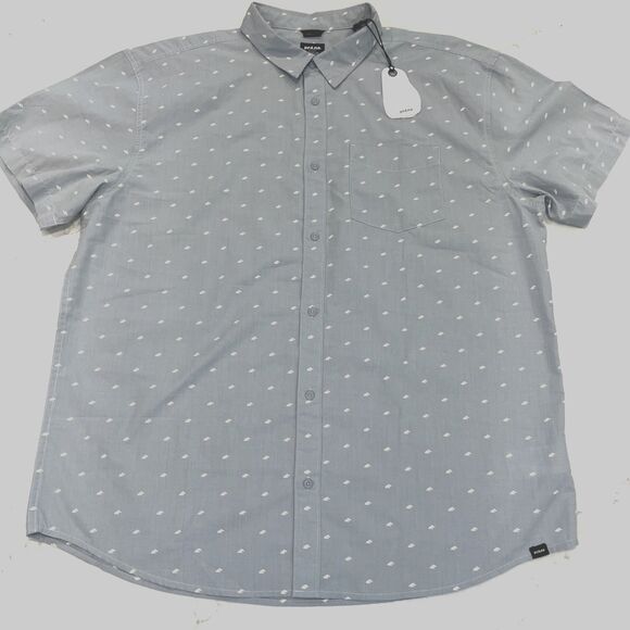 Prana NEW Tinline Shirt XXL Short Sleeve Quarry Cloud Slim Fit Organic Shirt - Picture 2 of 14